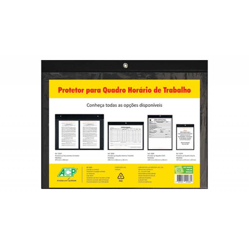 PORTA QUADRO HORÁRIO DE TRABALHO 230x335X20mm PRETO - ACP ACP