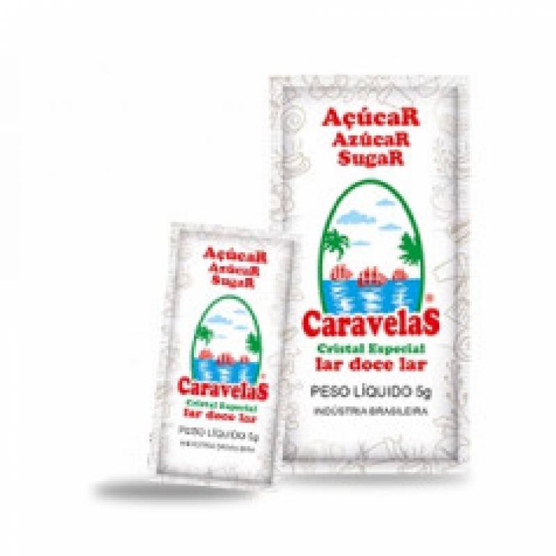 Açúcar Cristal Sachê 5g cx.1000 unid. Caravelas  CARAVELAS