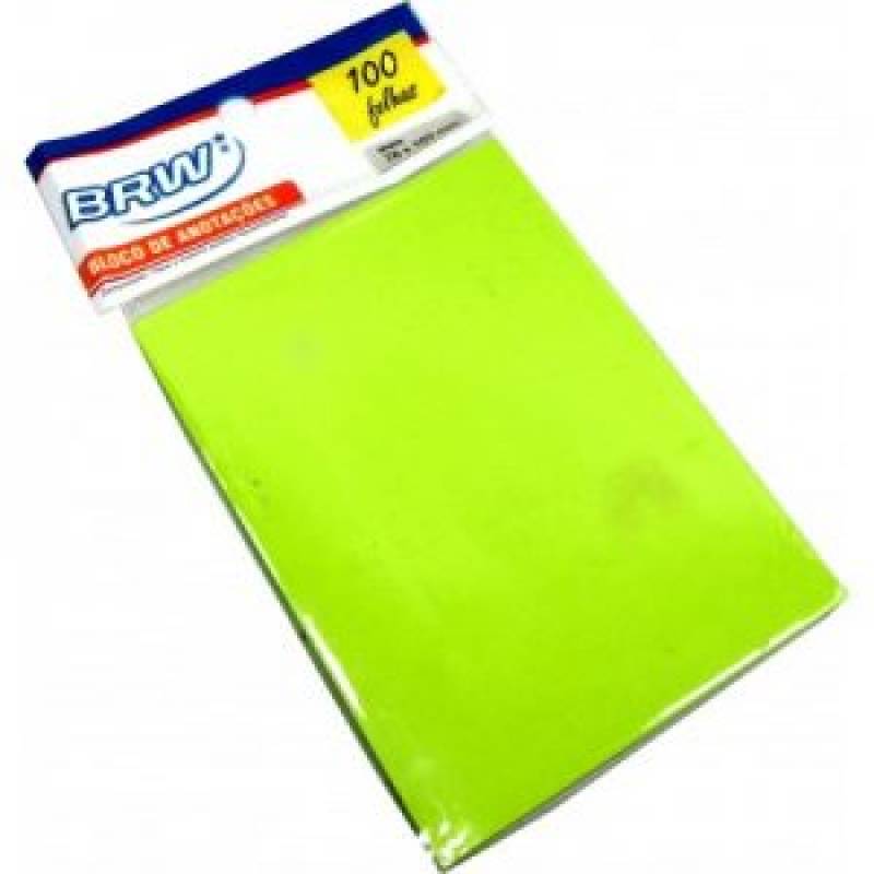 BLOCO ADESIVO 76x102mm VERDE NEON C/ 100Fls - BRW BRW