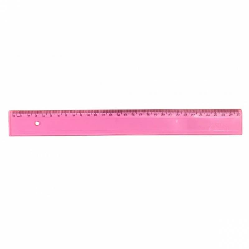 RÉGUA 30cm PLÁSTICA ROSA TRANSPARENTE - ACRIMET ACRIMET