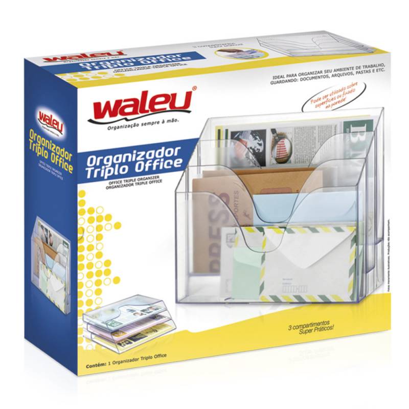 ORGANIZADOR TRIPLO OFFICE CRISTAL - WALEU WALEU