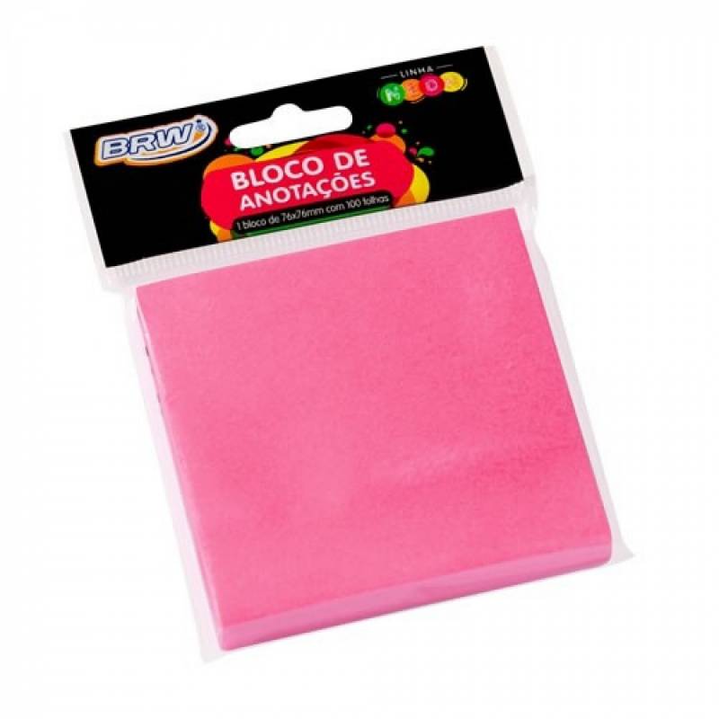 BLOCO ADESIVO 76x76mm ROSA NEON C/ 100Fls - BRW BRW