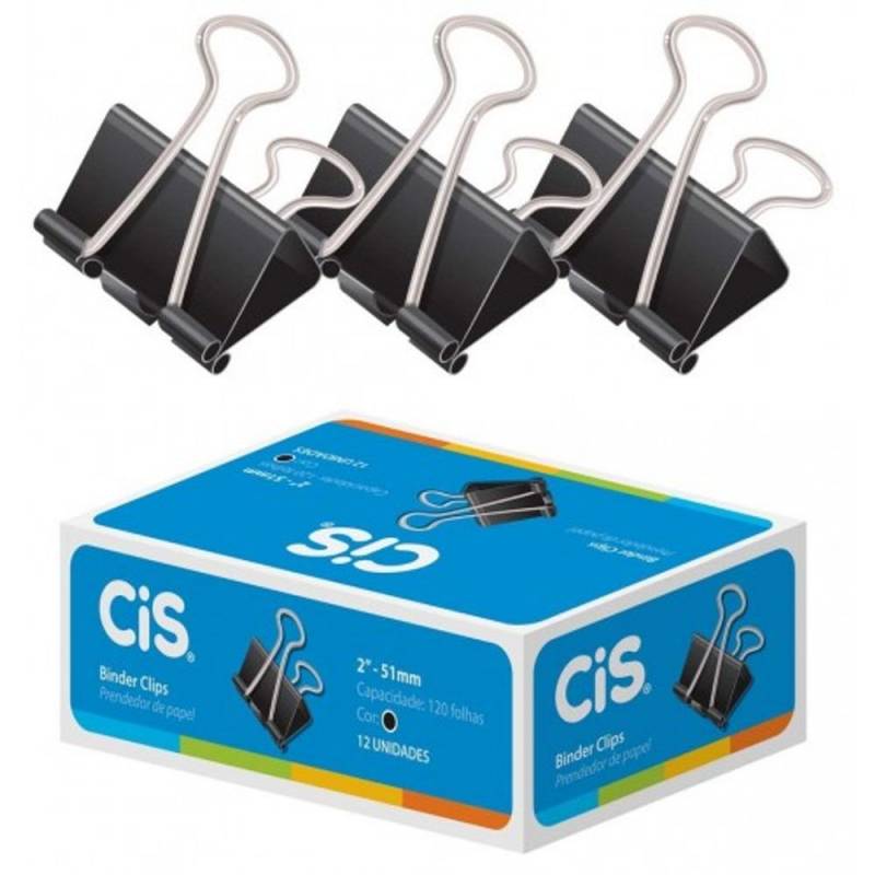 PRENDEDOR DE PAPEL 51mm C/ 12 Unid. PRETO - CIS SERTIC CIS