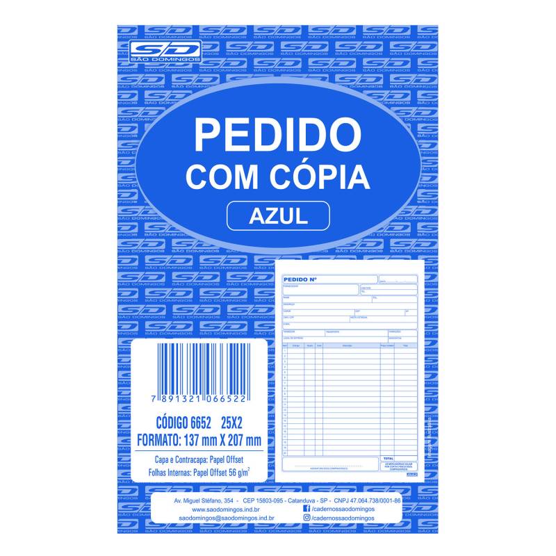 BLOCO PEDIDO C/ CÓPIA 2 VIAS 145x215mm 25x2Fls - SÃO DOMINGOS SÃO DOMINGOS