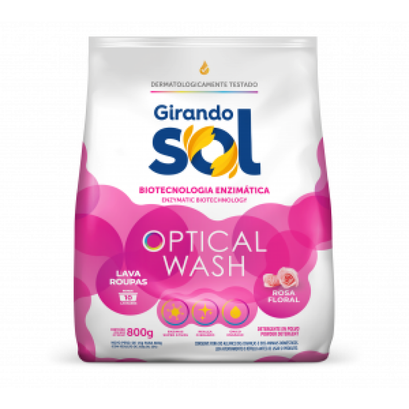 LAVA ROUPAS EM PÓ 800g ROSA FLORAL - GIRANDO SOL  GIRANDO SOL