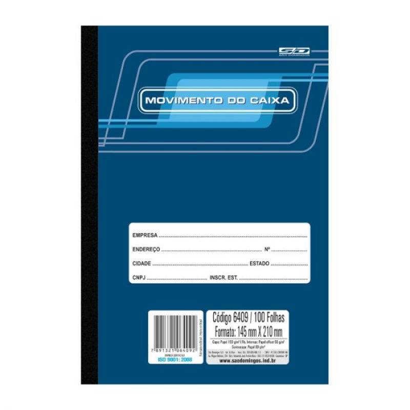  LIVRO MOVIMENTO DO CAIXA 145x210mm C/ 100Fls - SÃO DOMINGOS SÃO DOMINGOS