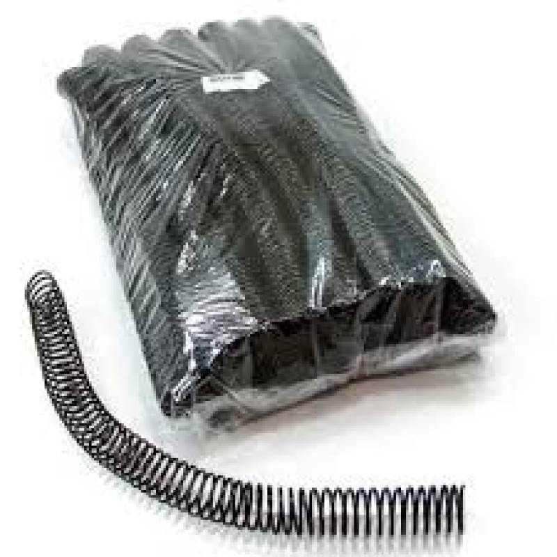 ESPIRAL PLÁSTICO 23mm PRETO C/ 60 Unid. - PLASPIRAL  PLASPIRAL