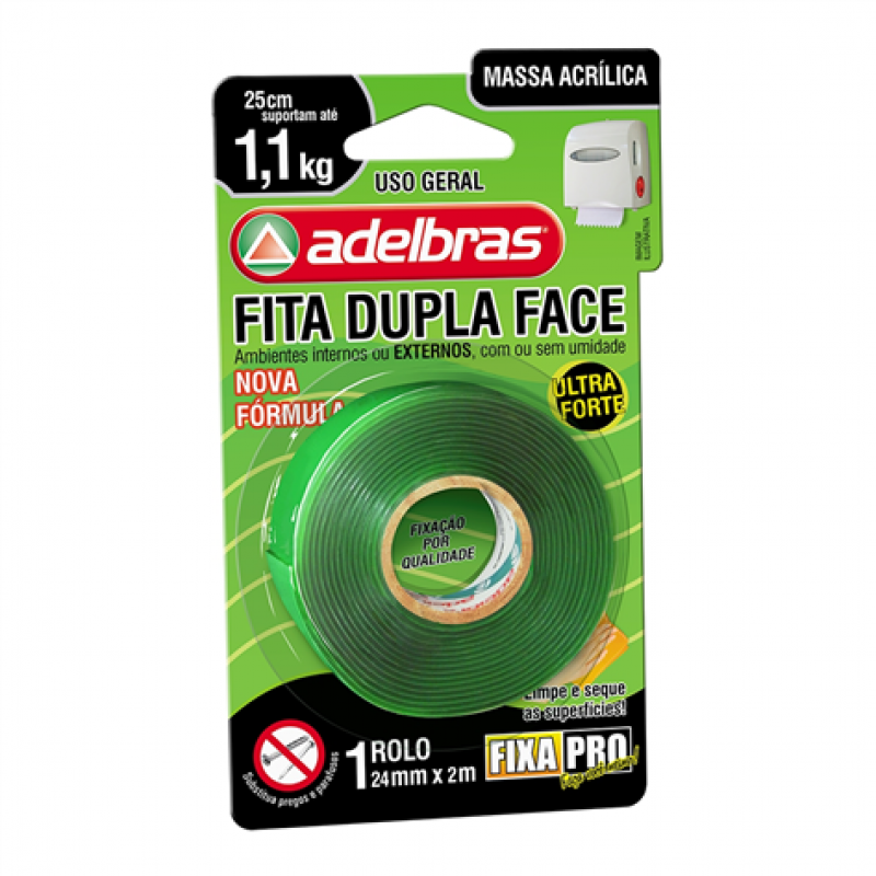 FITA DUPLA FACE MASSA ACRILICA FIXA PRO 24mmx2m - ADELBRAS ADELBRAS