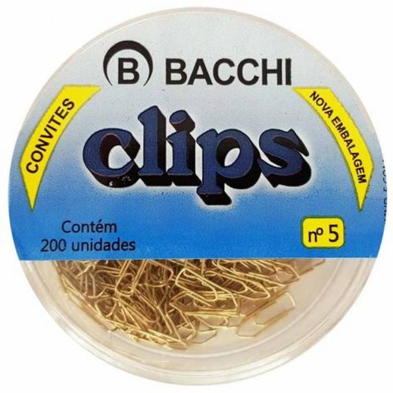 CLIPS MINI DOURADO Nº 5 C/ 200 Unid. - BACCHI BACCHI