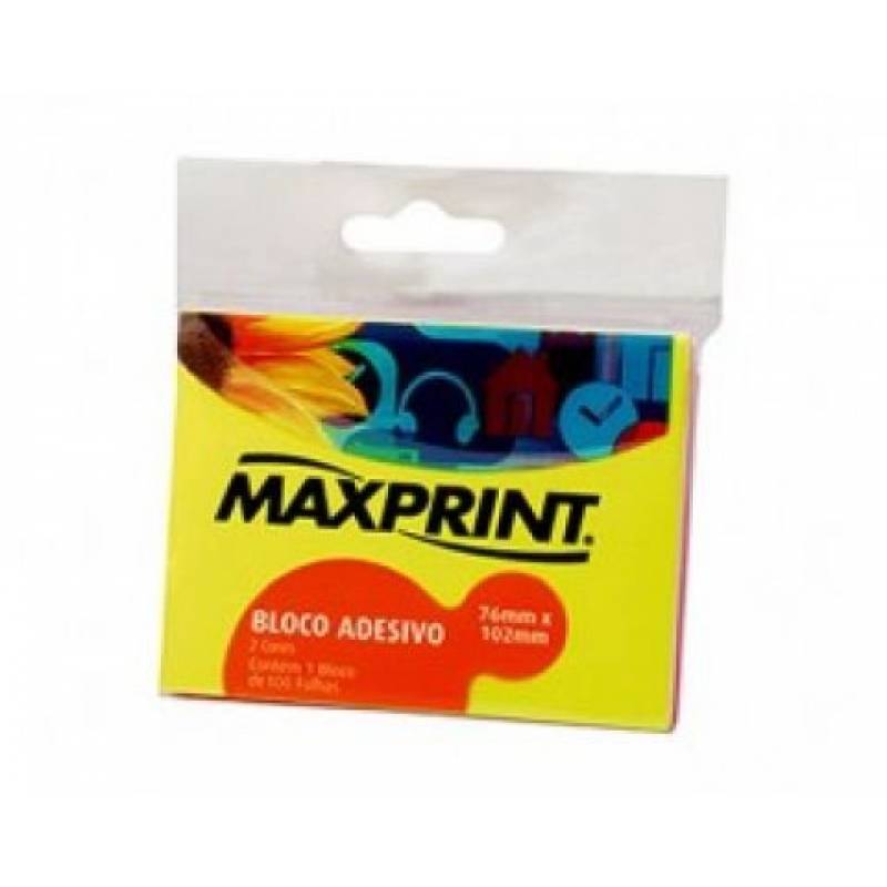 BLOCO ADESIVO 76x102mm 2 CORES NEON C/ 100Fls - MAXPRINT MAXPRINT
