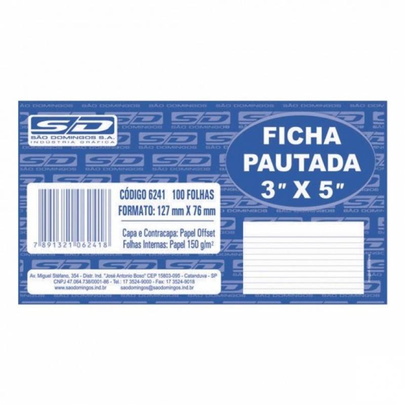 FICHA PAUTADA 3X5 C/ 100Fls. - SÃO DOMINGOS  SÃO DOMINGOS