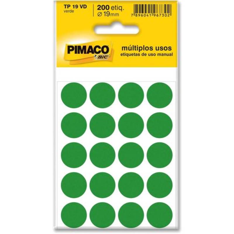 ETIQUETA REDONDA TP 19 C/ 200 Unid. VERDE - PIMACO PIMACO
