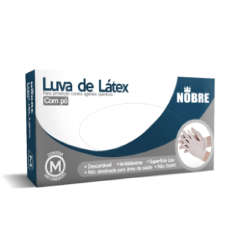 LUVA DE LATEX P/ PROTEÇÃO CONTRA AGENTES QUÍMICOS C/ PÓ  NOBRE