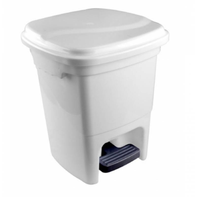 LIXEIRA C/ PEDAL 15L BRANCA PLASVALE  PLASVALE