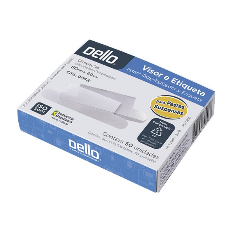 VISOR PARA PASTA SUSPENSA CRISTAL PCT C/ 50 Unid. - DELLO DELLO