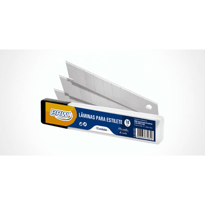 LÂMINA LARGA PARA ESTILETE 18mm C/ 10 Unid. - BRW BRW