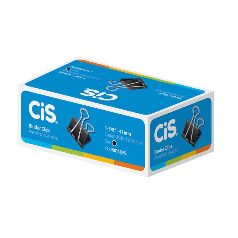 PRENDEDOR DE PAPEL 41mm C/ 12 Unid. PRETO - CIS SERTIC CIS