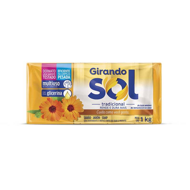 SABÃO EM BARRA 200g TRADICIONAL C/ 5 Unid. - GIRANDO SOL GIRANDO SOL