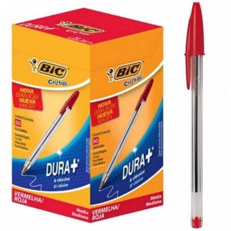 CANETA ESFEROGRÁFICA CRISTAL VERMELHA C/ 50 Unid. - BIC BIC