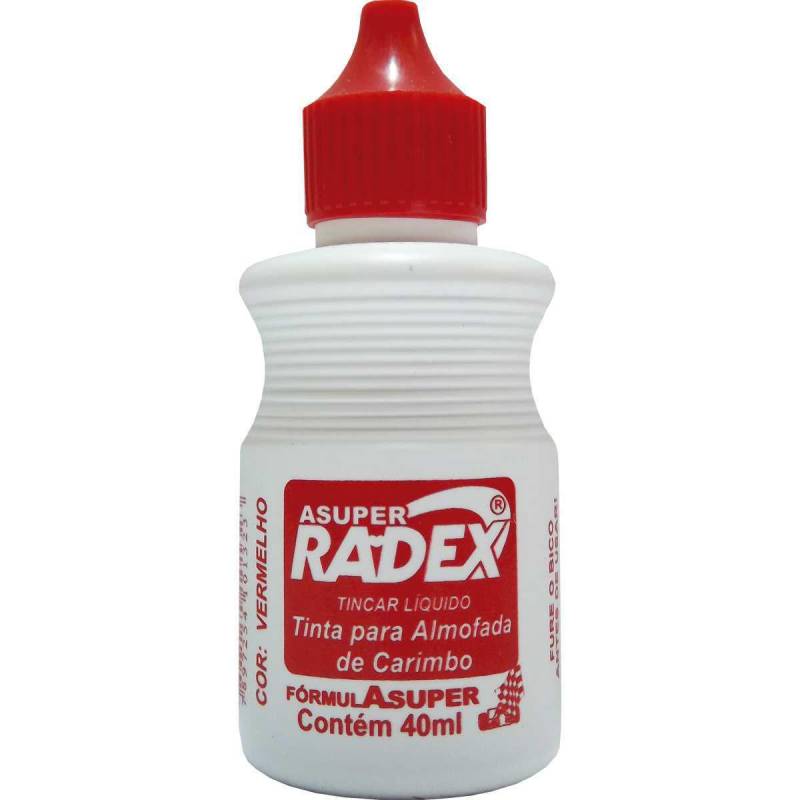 TINTA PARA CARIMBO VERMELHA 40ml ASUPER - RADEX RADEX