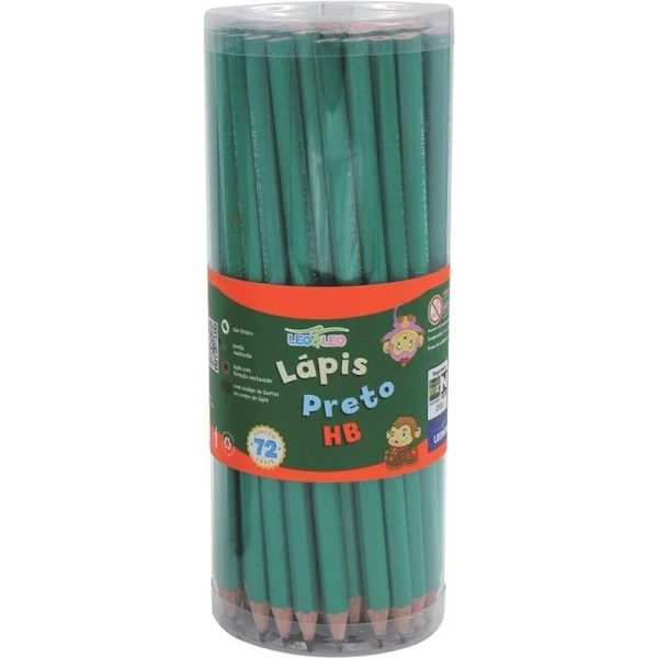 LÁPIS PRETO HB SEXTAVADO CORPO VERDE S/ BORRACHA, CAIXA C/ 72 UNID. - LEO & LEO LEONORA LEO & LEO