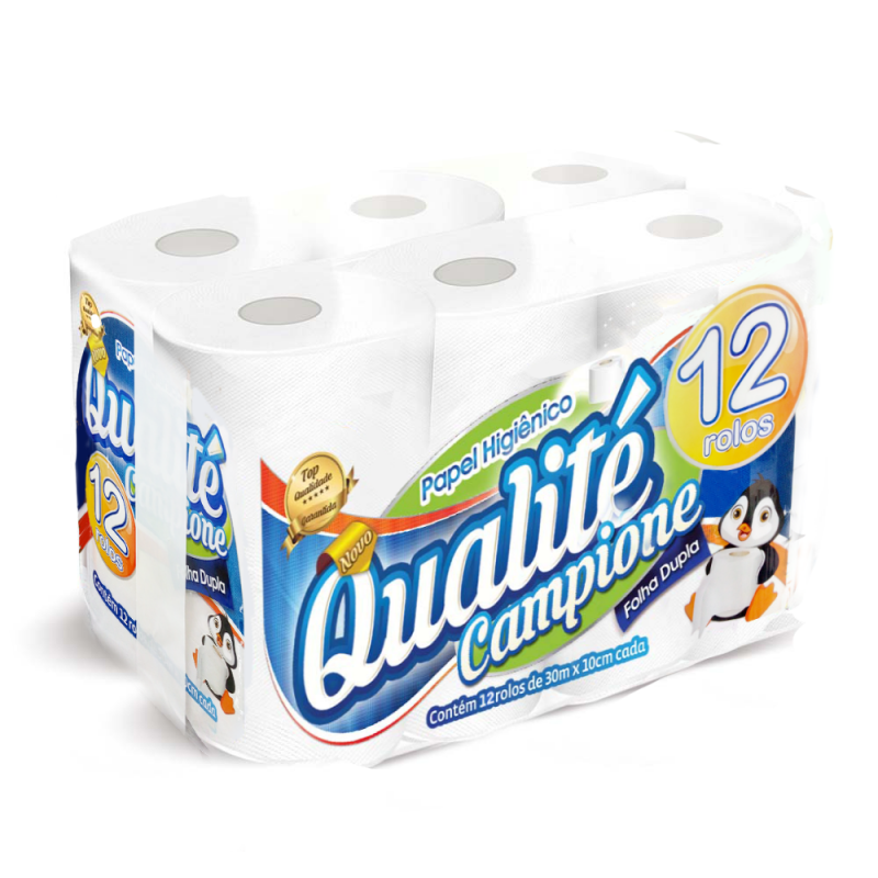 PAPEL HIGIÊNICO FOLHA DUPLA NEUTRO 30m c/ 12 ROLOS QUALITÉ I IPEL