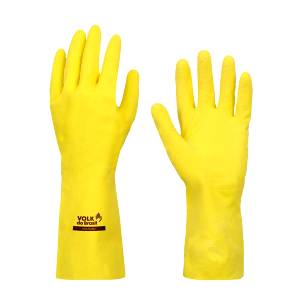 Luva Látex Multiuso Amarela M Volk do Brasil