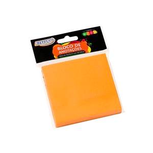 BLOCO ADESIVO 76x76mm LARANJA NEON C/ 100Fls - BRW