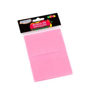 BLOCO ADESIVO 38x51mm c/ 4 BLOCOS ROSA NEON 100Fls - BRW