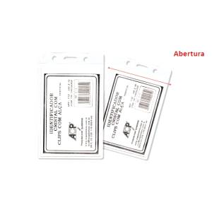 CRACHÁ IDENTIFICADOR VERTICAL S/ CLIPS 100x70mm TRANSPARENTE - ACP