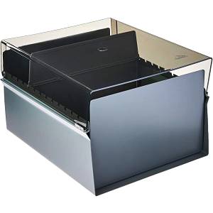 FICHÁRIO ACRÍLICO FUMÊ 6X9 S/ ÍNDICE BASE AÇO - ACRIMET