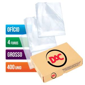 ENVELOPE PLÁSTICO OFÍCIO 240x330mm 4 FUROS GROSSO CAIXA C/ 400 Unid. - DAC