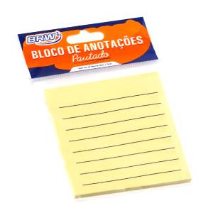 BLOCO ADESIVO 76x76mm PAUTADO AMARELO C/ 50Fls - BRW