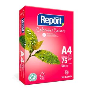 PAPEL A4 210mmX297mm 75g 500fls ROSA REPORT - SUZANO