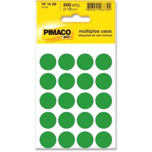 ETIQUETA REDONDA TP 19 C/ 200 Unid. VERDE - PIMACO