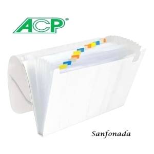 PASTA SANFONADA DUPLICATA C/ 12 DIVISÓRIAS CRISTAL - ACP 