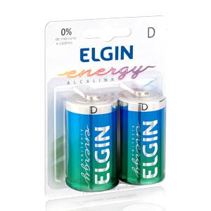 PILHA ALCALINA GRANDE D c/ 2 Unid. - ELGIN