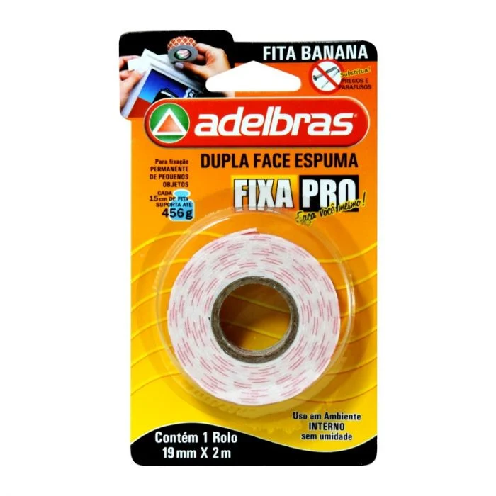 FITA DUPLA FACE ESPUMA FIXA PRO 19mmx2m - ADELBRAS