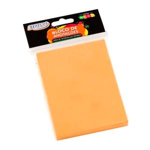 BLOCO ADESIVO 76x102mm LARANJA NEON C/ 100Fls - BRW